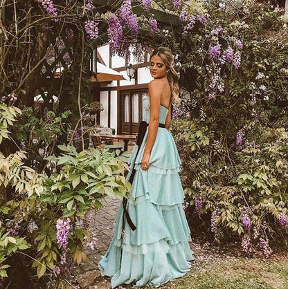 White fashion tube top elegant long floor-length layered tulle ball gown evening dress gh3364