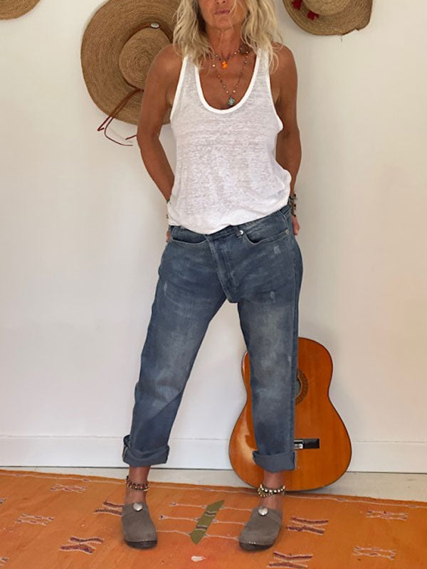 Vintage Distressed Loose Casual Ladies Jeans