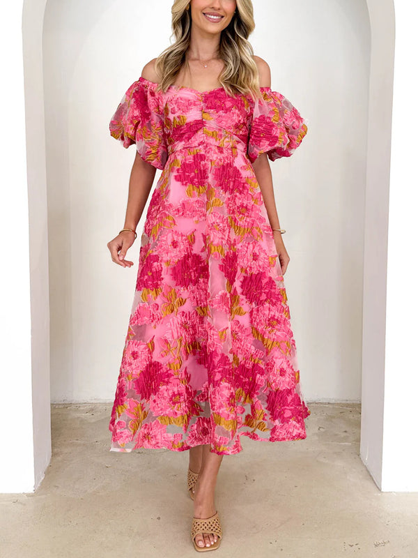 Off-shoulder Elegant Floral Dress