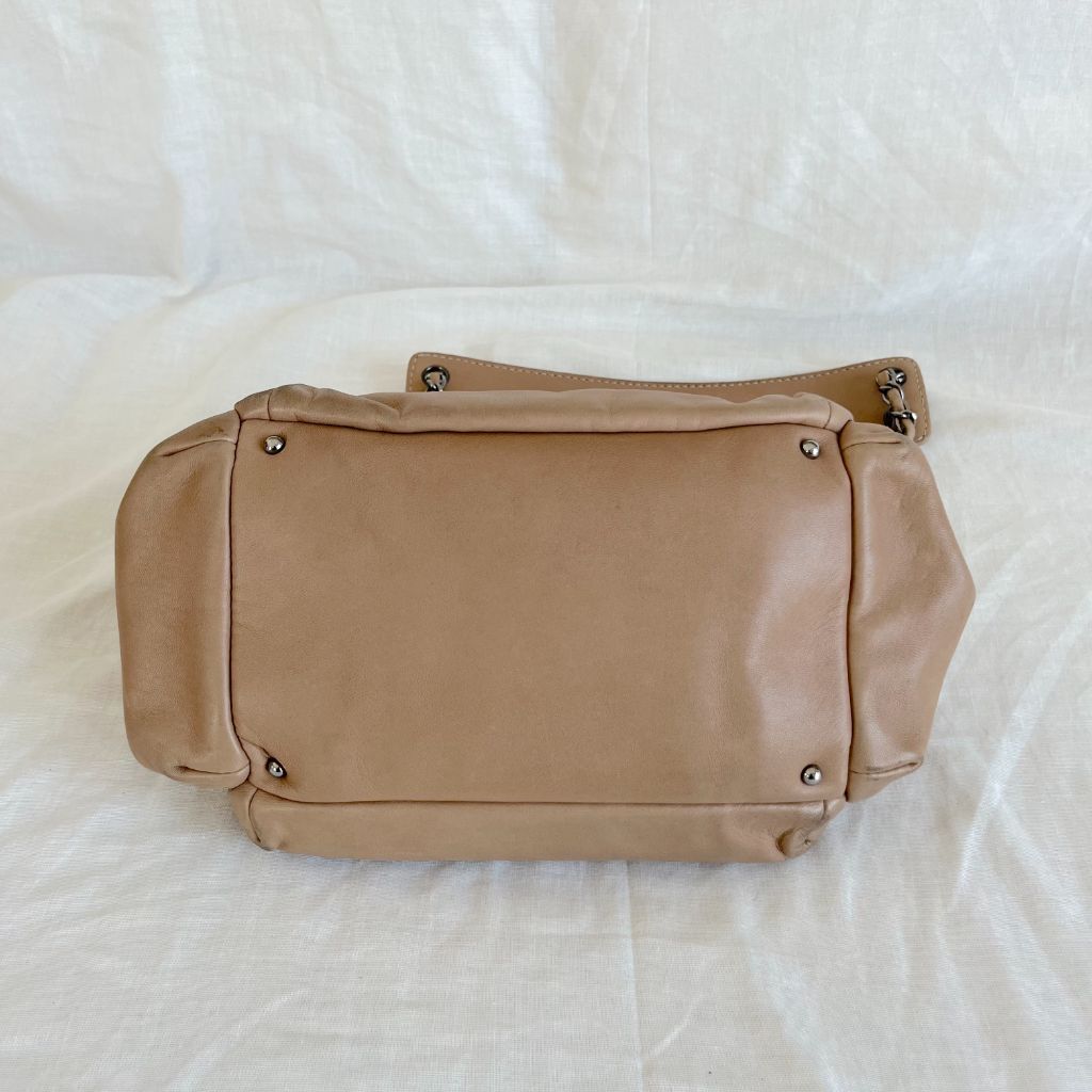 Chanel Tan Leather Accordion Zipper bag