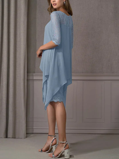 Crewneck Mesh Lace Dress