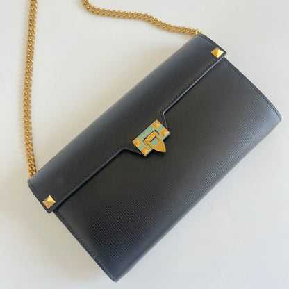 Valentino Garavani Rockstud Wallet on Chain in Textured Leather