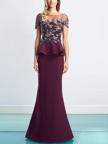 Round Neck Mesh Solid Color Maxi Dress