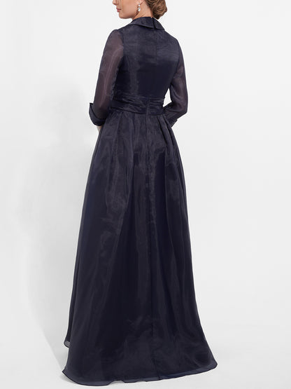 Lapel Sequin Solid Color Maxi Dress