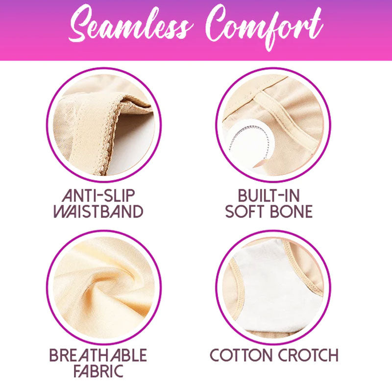 Crossover hip lift reinforced non-rolling non-marking tummy tuck