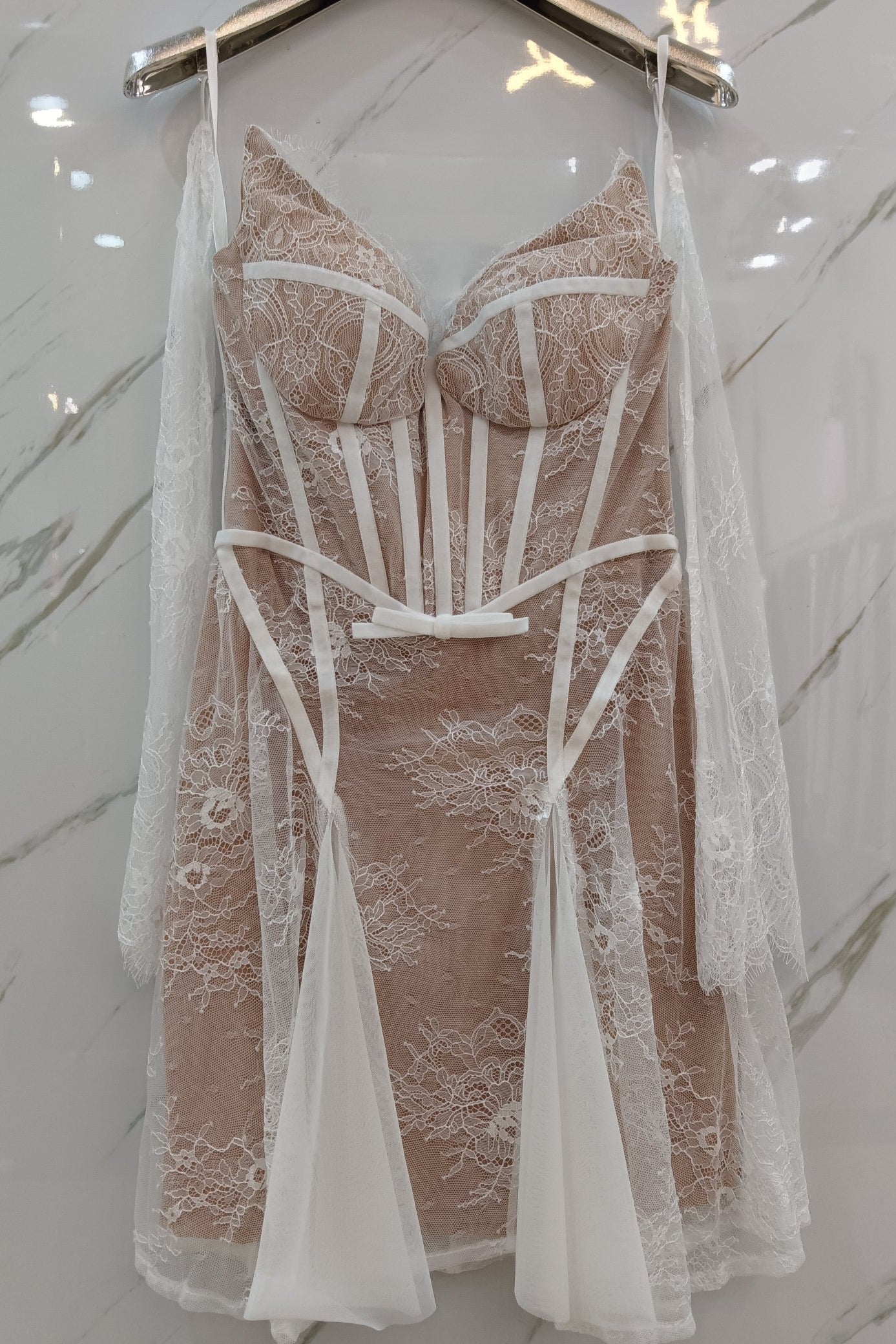 loveedsTM-White lace short dress-vx