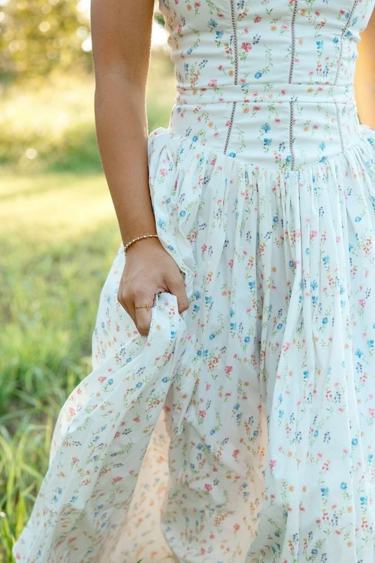 White floral sweet cute elegant long chiffon tube top homecoming dress wedding guest dress birthday party dress gh4083