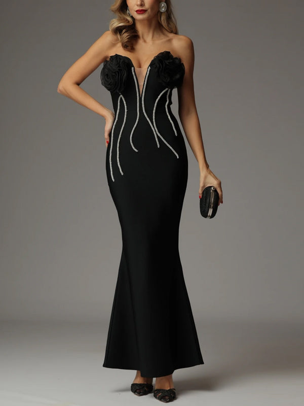 Solid Color Tube Top Maxi Dress