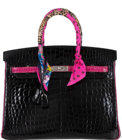 Hermès Very Rare Birkin HSS Special Order 35 cm Shiny Black Crocodile Birkin Bag