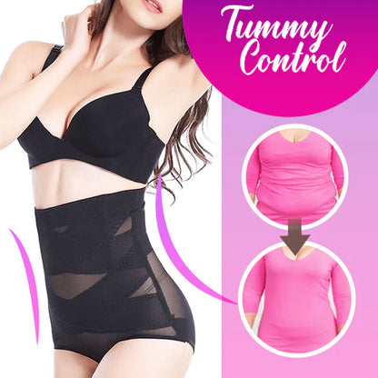 Crossover hip lift reinforced non-rolling non-marking tummy tuck