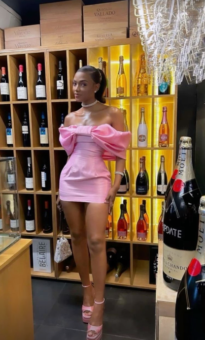 Trendy Pink Off The Shoulder Short Prom Dress,Homecoming Dress  SH723