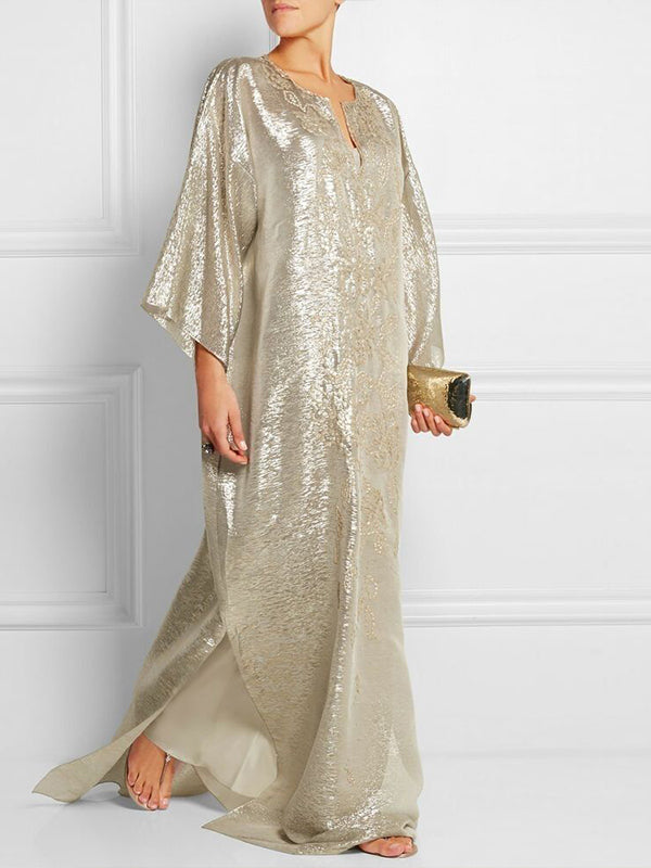 Round Neck Solid Color Maxi Dress