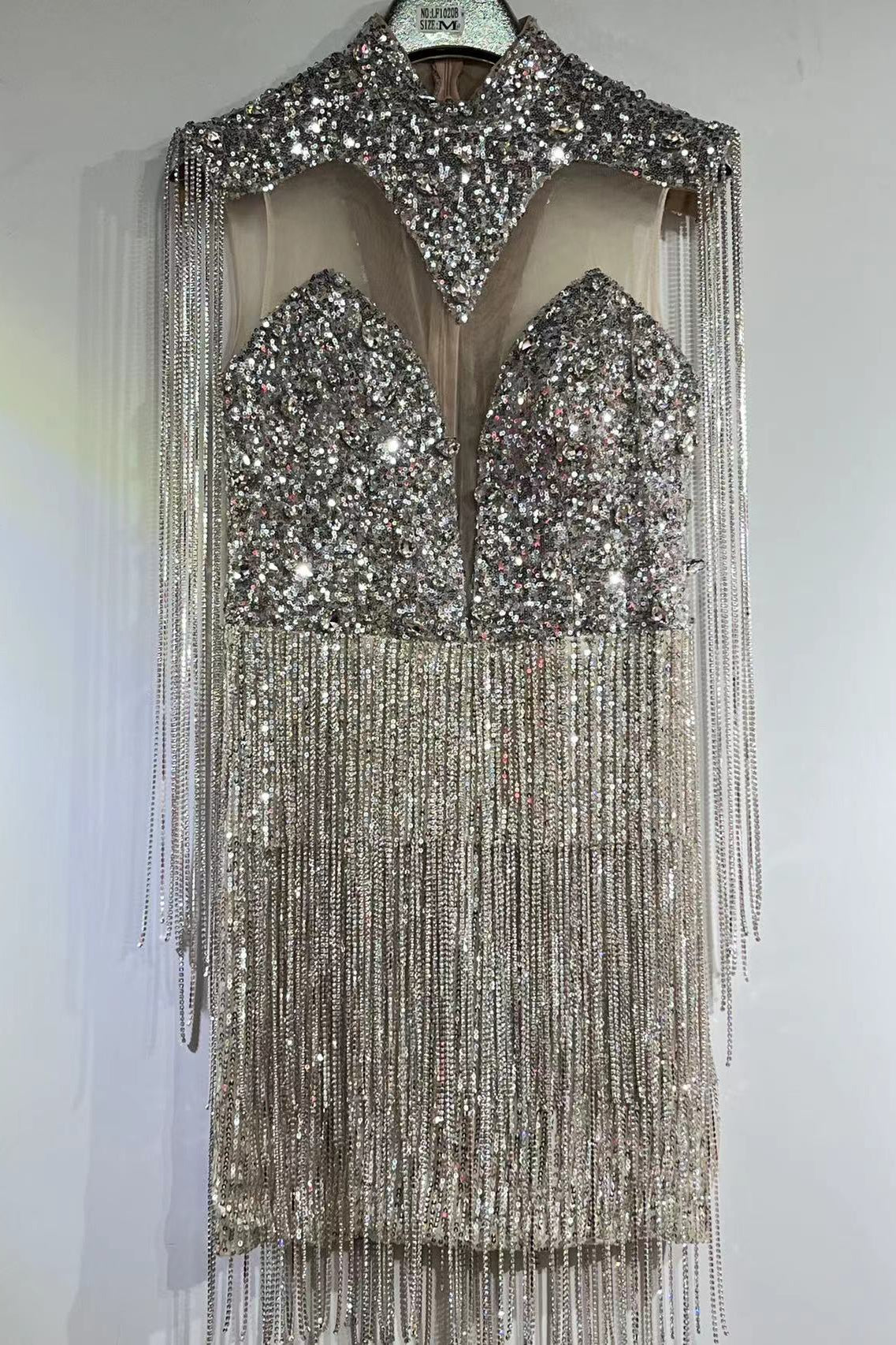 loveedsTM-Tassel sequin short heavy sexy dress-vx