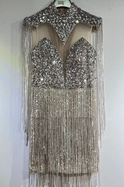 loveedsTM-Tassel sequin short heavy sexy dress-vx