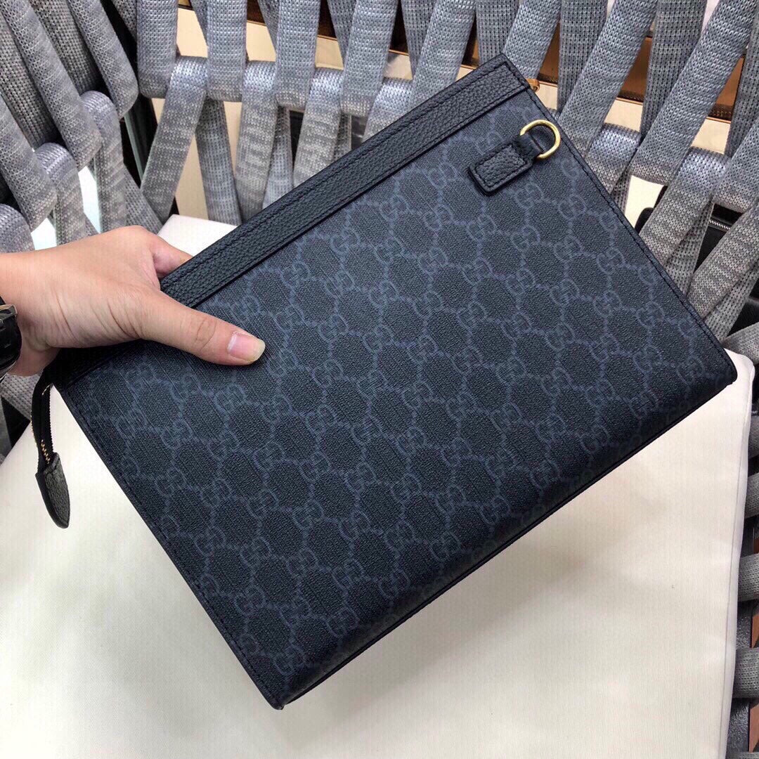GUCCI Monogram Web Ophidia Pouch Brown