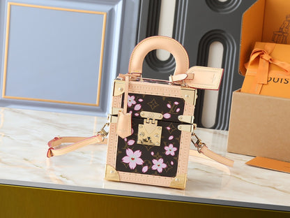 LOUIS VUITTON X TAKASHI MURAKAMI CAMERA BOX BAG SAKURA BROWN 17CM M14173