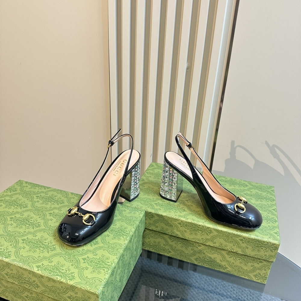 GUCCI WOMEN’S HORSEBIT PUMP WITH CRYSTALS BLACK ‎795984 BNC00 1000