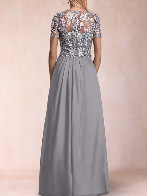 A-Line/Princess Scoop Short Sleeves 2 Pieces Pantsuits