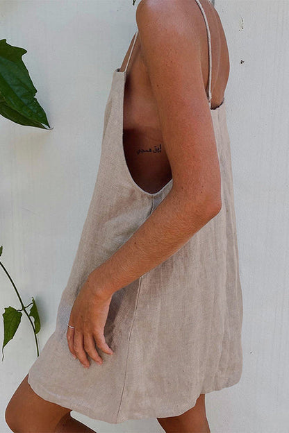loveedsTM- Minimalism Linen Slip Mini Dress