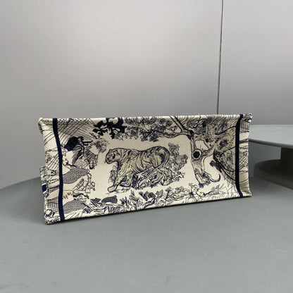 Dior Book Tote Large Blue Toile de Jouy Embroider - 42 x 35 x 18.5 cm