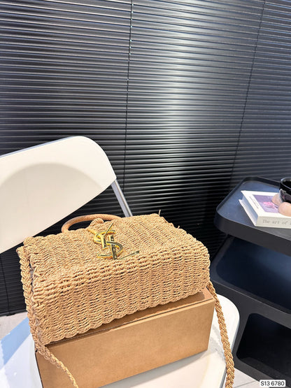 SAINT LAURENT YSL Vacation Woven Tote Bag 27x18cm