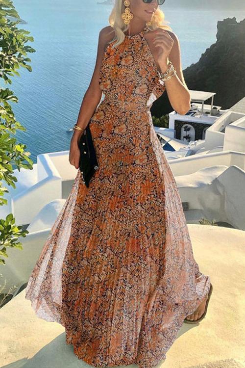 loveedsTM- Dot Halter Neck Maxi Dress