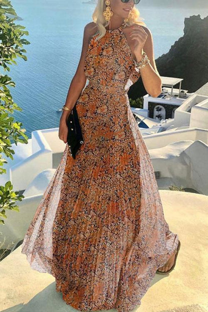 loveedsTM- Dot Halter Neck Maxi Dress