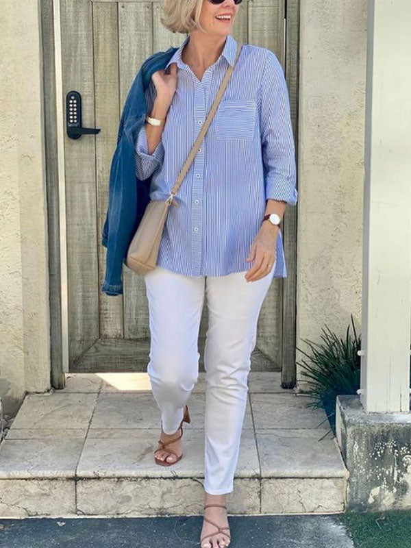 Casual Daily Striped Temperament Casual Ladies Shirt