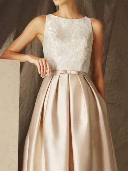 Round Neck Sleeveless Solid Color Maxi Dress