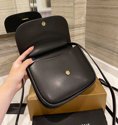 SAINT LAURENT  Smooth Calfskin Classic Monogram Small Kaia Satchel Black