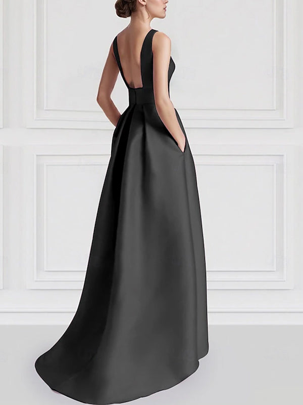 Round Neck Sleeveless Solid Color Maxi Dress