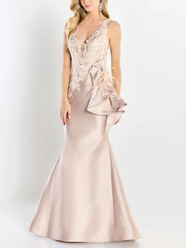 Sleeveless Lace Solid Color Maxi Dress