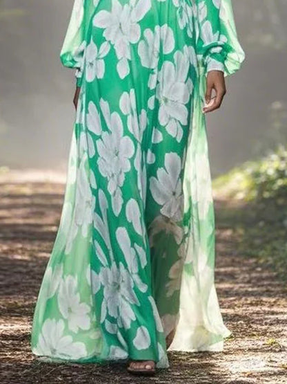 Fresh And Elegant Chiffon Print Women's Dress