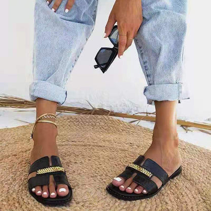 Women'S Fashion Rivet Chic Chain Slippers