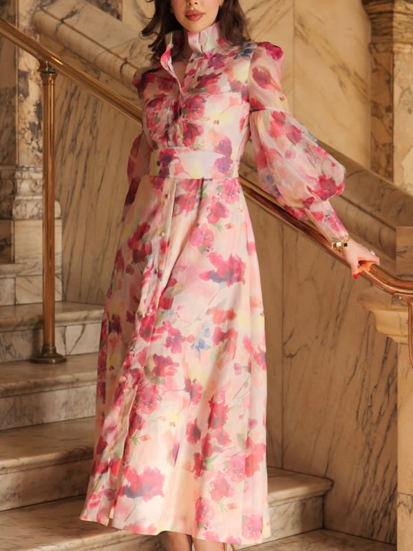 Elegant And Elegant Holiday Flowers Maxi Dress