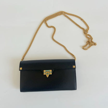 Valentino Garavani Rockstud Wallet on Chain in Textured Leather