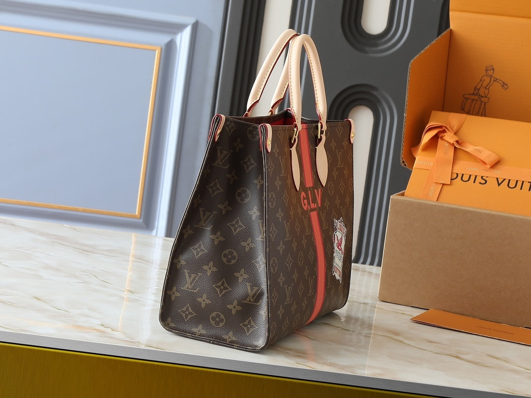 LOUIS VUITTON ON THE GO MM MON MONOGRAM BROWN 35CM P01898