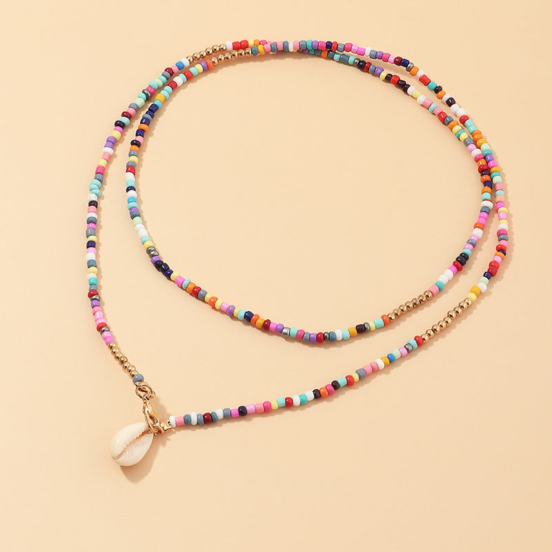 Colorful Rice Beads Shell Necklace