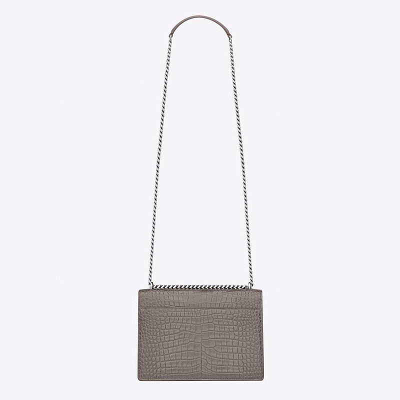 Saint Laurent Sunset Medium In Crocodile Embossed Shiny Leather