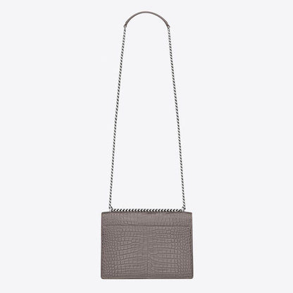 Saint Laurent Sunset Medium In Crocodile Embossed Shiny Leather