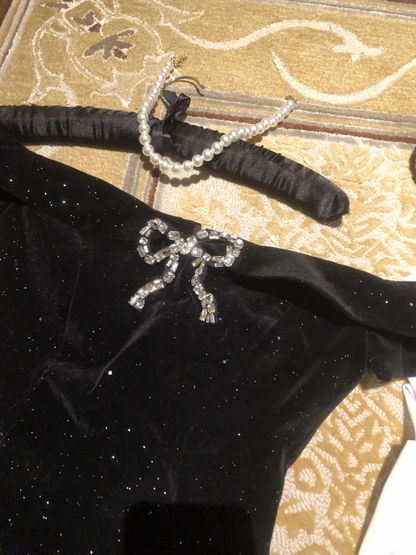 Black Off The Shoulder  Velvet Short Party Dress Birthday Dress S212