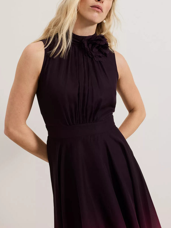 Gradient Pleated Chiffon Sleeveless Women's Dress