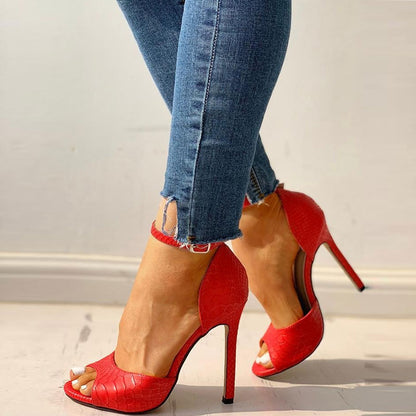 Fish mouth stiletto heel buckle ladies sexy open toe