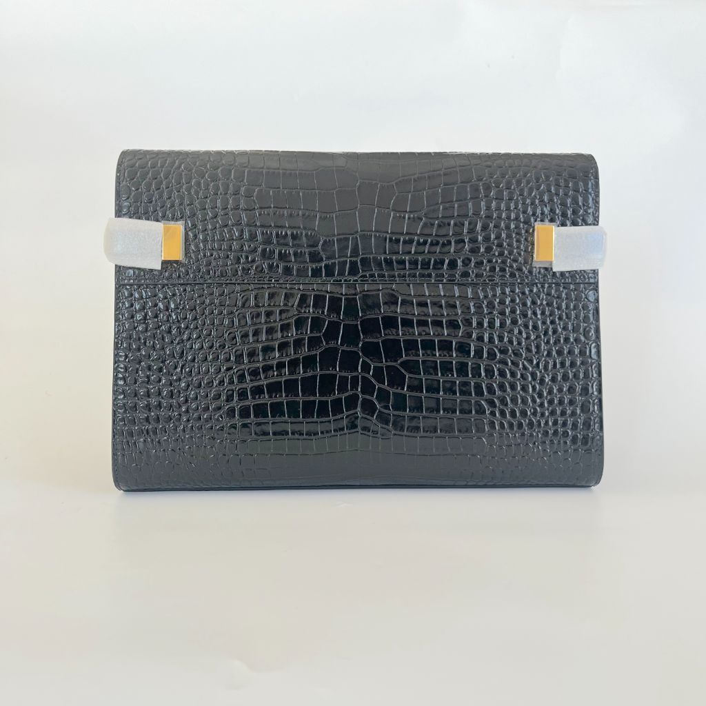 Saint Laurent Manhattan crocodile-effect leather shoulder bag