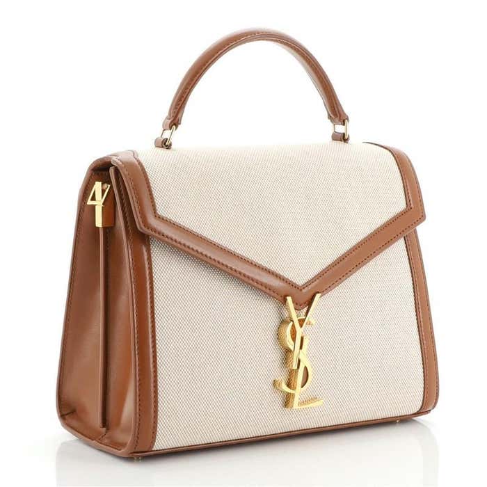Saint Laurent Cassandra Top Handle Bag Canvas with Leather Medium