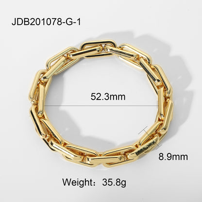Interlocking thick elastic chain bracelet