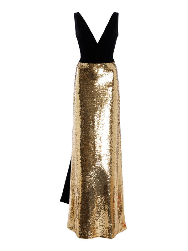 Velvet Sleeveless Sexy Sequined Gown