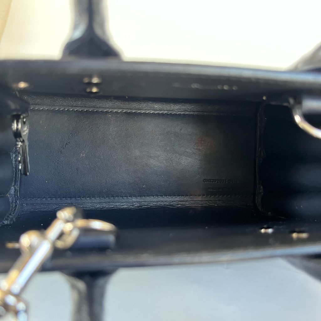 Saint Laurent navy croc embossed shiny leather Nano Sac De Jour bag