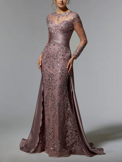 Flowy Lace Satin Women's Dress