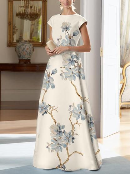 Temperament Waist Satin Print Dress